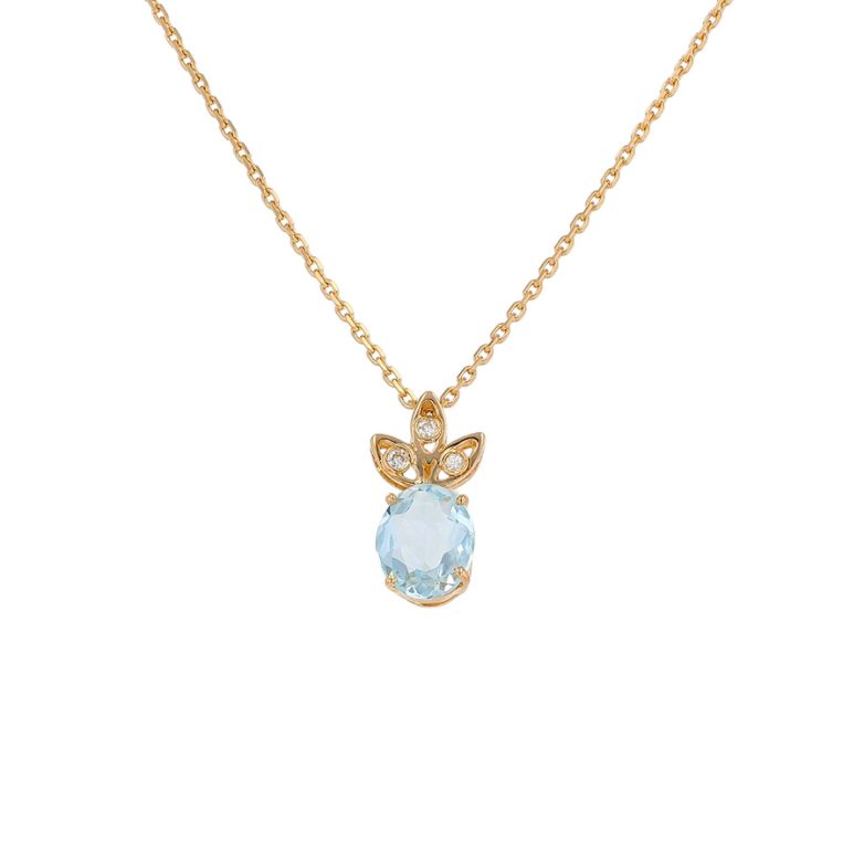 Collier aigue-marine 1.09 carats et diamants 0.04 carat or jaune 3.42g Comme neuf -  reconditionné disponible sur Gemme Les Bijoux